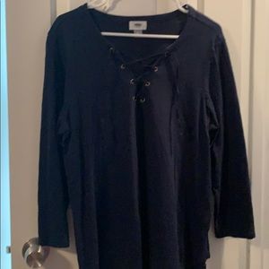 Blue long sleeve with tied top